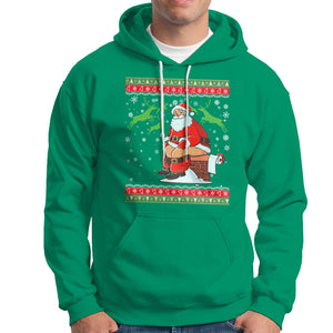 Funny Santa Claus Hoodie Pooping Down The Chimney Ugly Sweater Christmas TS02 Irish Green Printyourwear