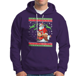 Funny Santa Claus Hoodie Pooping Down The Chimney Ugly Sweater Christmas TS02 Purple Printyourwear