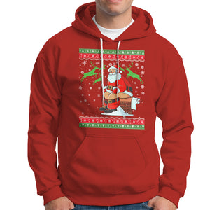 Funny Santa Claus Hoodie Pooping Down The Chimney Ugly Sweater Christmas TS02 Red Printyourwear