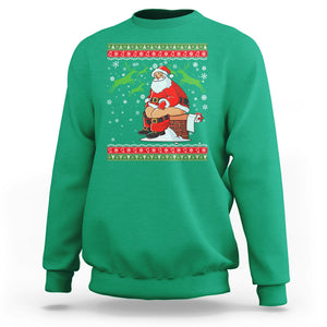 Funny Santa Claus Sweatshirt Pooping Down The Chimney Ugly Sweater Christmas TS02 Irish Green Printyourwear