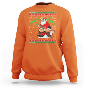 Funny Santa Claus Sweatshirt Pooping Down The Chimney Ugly Sweater Christmas TS02 Orange Printyourwear