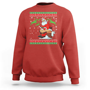 Funny Santa Claus Sweatshirt Pooping Down The Chimney Ugly Sweater Christmas TS02 Red Printyourwear