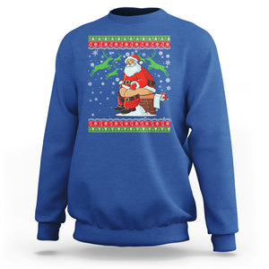 Funny Santa Claus Sweatshirt Pooping Down The Chimney Ugly Sweater Christmas TS02 Royal Blue Printyourwear