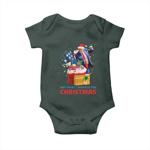 Christmas Trump Baby Onesie Got What I Wanted For Xmas 47th President American Flag TS02 Dark Forest Green Print Your Wear