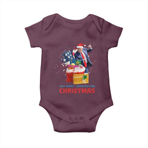 Christmas Trump Baby Onesie Got What I Wanted For Xmas 47th President American Flag TS02 Maroon Print Your Wear