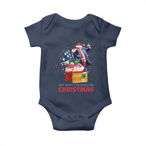 Christmas Trump Baby Onesie Got What I Wanted For Xmas 47th President American Flag TS02 Navy Print Your Wear