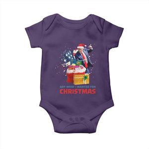 Christmas Trump Baby Onesie Got What I Wanted For Xmas 47th President American Flag TS02 Purple Print Your Wear