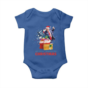 Christmas Trump Baby Onesie Got What I Wanted For Xmas 47th President American Flag TS02 Royal Blue Print Your Wear