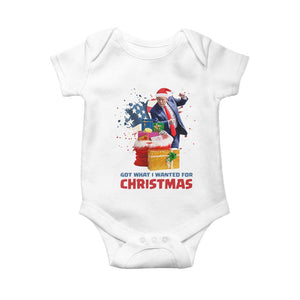 Christmas Trump Baby Onesie Got What I Wanted For Xmas 47th President American Flag TS02 White Print Your Wear