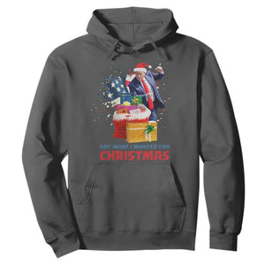 Christmas Trump Hoodie Got What I Wanted For Xmas 47th President American Flag TS02 Dark Heather Print Your Wear