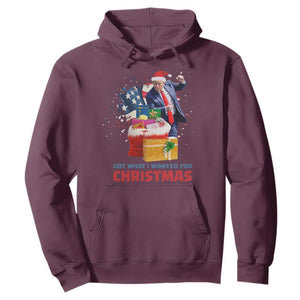 Christmas Trump Hoodie Got What I Wanted For Xmas 47th President American Flag TS02 Maroon Print Your Wear