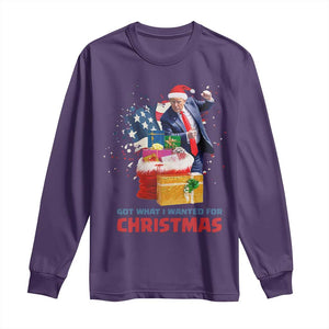 Christmas Trump Long Sleeve Shirt Got What I Wanted For Xmas 47th President American Flag TS02 Purple Print Your Wear