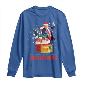 Christmas Trump Long Sleeve Shirt Got What I Wanted For Xmas 47th President American Flag TS02 Royal Blue Print Your Wear