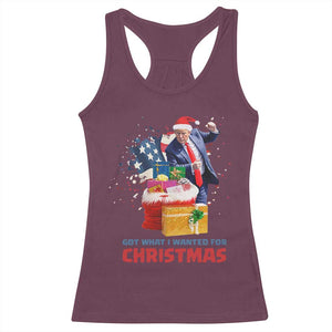 Christmas Trump Racerback Tank Top Got What I Wanted For Xmas 47th President American Flag TS02 Maroon Print Your Wear