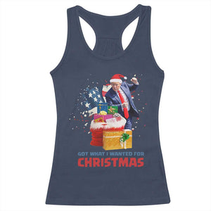 Christmas Trump Racerback Tank Top Got What I Wanted For Xmas 47th President American Flag TS02 Navy Print Your Wear