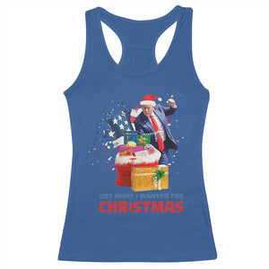 Christmas Trump Racerback Tank Top Got What I Wanted For Xmas 47th President American Flag TS02 Royal Blue Print Your Wear