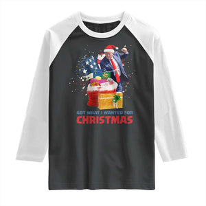 Christmas Trump Raglan Shirt Got What I Wanted For Xmas 47th President American Flag TS02 Black White Print Your Wear