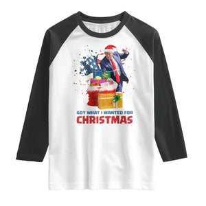 Christmas Trump Raglan Shirt Got What I Wanted For Xmas 47th President American Flag TS02 White Black Print Your Wear