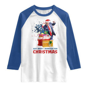 Christmas Trump Raglan Shirt Got What I Wanted For Xmas 47th President American Flag TS02 White Royal Print Your Wear