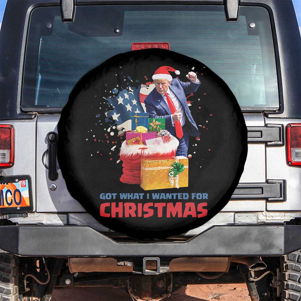 Christmas Trump Spare Tire Cover Got What I Wanted For Xmas 47th President American Flag TS02 No hole Black Print Your Wear