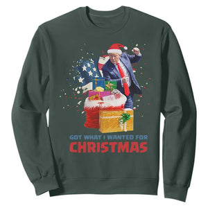 Christmas Trump Sweatshirt Got What I Wanted For Xmas 47th President American Flag TS02 Dark Forest Green Print Your Wear