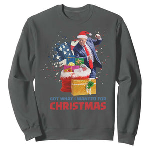 Christmas Trump Sweatshirt Got What I Wanted For Xmas 47th President American Flag TS02 Dark Heather Print Your Wear