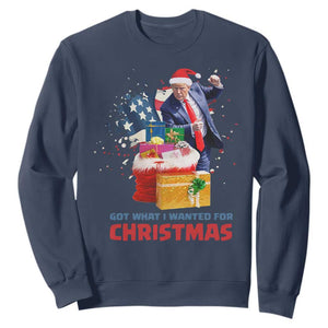 Christmas Trump Sweatshirt Got What I Wanted For Xmas 47th President American Flag TS02 Navy Print Your Wear