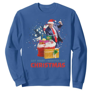 Christmas Trump Sweatshirt Got What I Wanted For Xmas 47th President American Flag TS02 Royal Blue Print Your Wear