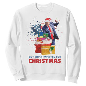 Christmas Trump Sweatshirt Got What I Wanted For Xmas 47th President American Flag TS02 White Print Your Wear