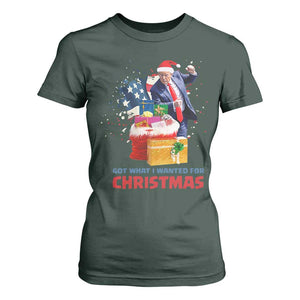 Christmas Trump T Shirt For Women Got What I Wanted For Xmas 47th President American Flag TS02 Dark Forest Green Print Your Wear