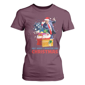 Christmas Trump T Shirt For Women Got What I Wanted For Xmas 47th President American Flag TS02 Maroon Print Your Wear