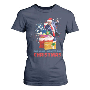 Christmas Trump T Shirt For Women Got What I Wanted For Xmas 47th President American Flag TS02 Navy Print Your Wear