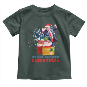 Christmas Trump Toddler T Shirt Got What I Wanted For Xmas 47th President American Flag TS02 Dark Forest Green Print Your Wear