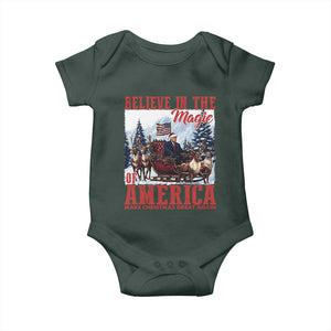 Christmas Trump Baby Onesie Believe In The Magic Of America Make Christmas Great Again US Flag TS02 Dark Forest Green Print Your Wear