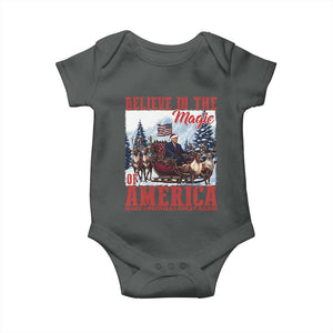 Christmas Trump Baby Onesie Believe In The Magic Of America Make Christmas Great Again US Flag TS02 Dark Heather Print Your Wear