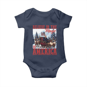 Christmas Trump Baby Onesie Believe In The Magic Of America Make Christmas Great Again US Flag TS02 Navy Print Your Wear