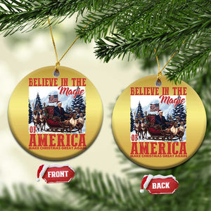 Xmas Trump Christmas Ornament Believe In The Magic Of America Make Christmas Great Again US Flag TS02 Circle Gold Print Your Wear