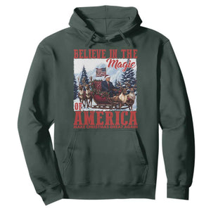 Christmas Trump Hoodie Believe In The Magic Of America Make Christmas Great Again US Flag TS02 Dark Forest Green Print Your Wear