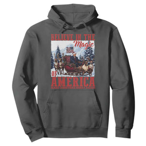 Christmas Trump Hoodie Believe In The Magic Of America Make Christmas Great Again US Flag TS02 Dark Heather Print Your Wear