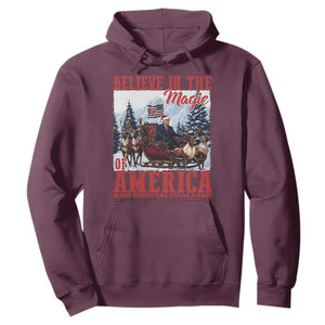 Christmas Trump Hoodie Believe In The Magic Of America Make Christmas Great Again US Flag TS02 Maroon Print Your Wear