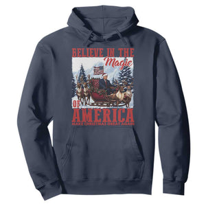 Christmas Trump Hoodie Believe In The Magic Of America Make Christmas Great Again US Flag TS02 Navy Print Your Wear