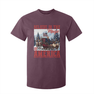 Christmas Trump T Shirt For Kid Believe In The Magic Of America Make Christmas Great Again US Flag TS02 Maroon Print Your Wear