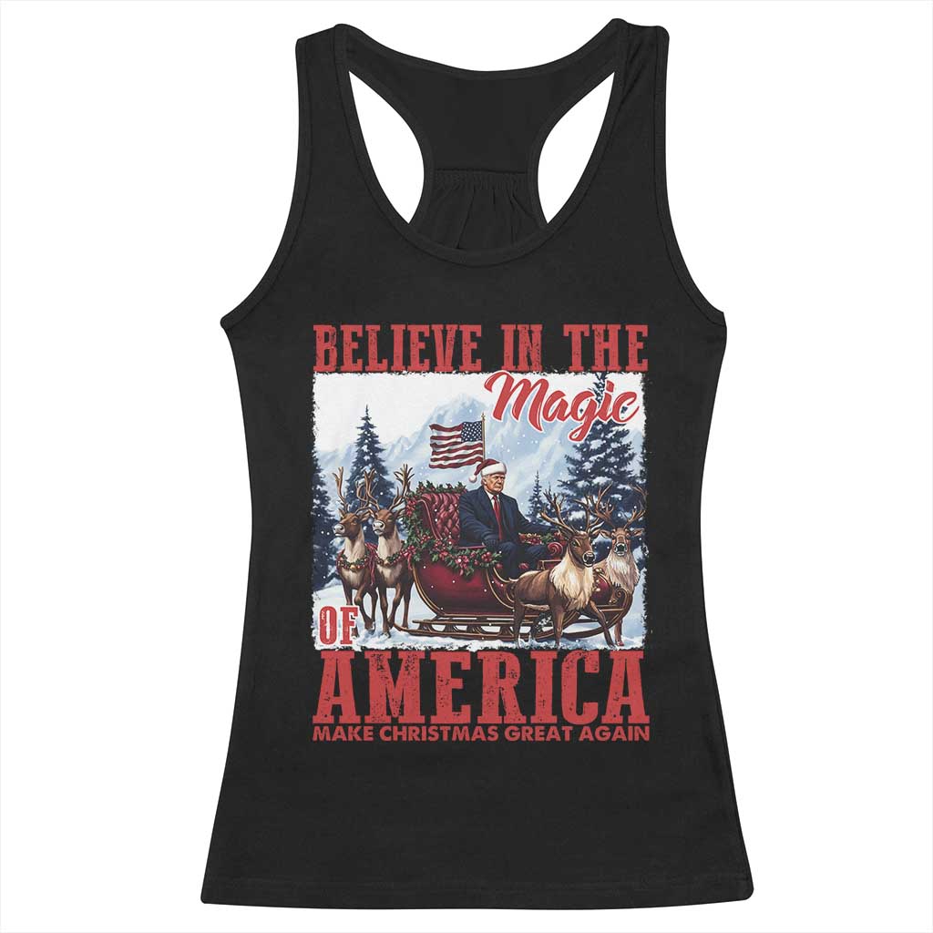 Christmas Trump Racerback Tank Top Believe In The Magic Of America Make Christmas Great Again US Flag TS02 Black Print Your Wear