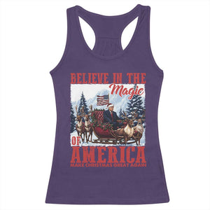 Christmas Trump Racerback Tank Top Believe In The Magic Of America Make Christmas Great Again US Flag TS02 Purple Print Your Wear