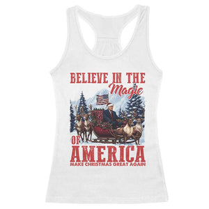 Christmas Trump Racerback Tank Top Believe In The Magic Of America Make Christmas Great Again US Flag TS02 White Print Your Wear