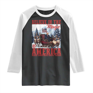 Christmas Trump Raglan Shirt Believe In The Magic Of America Make Christmas Great Again US Flag TS02 Black White Print Your Wear