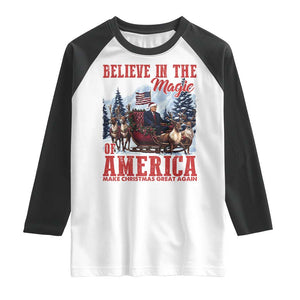 Christmas Trump Raglan Shirt Believe In The Magic Of America Make Christmas Great Again US Flag TS02 White Black Print Your Wear