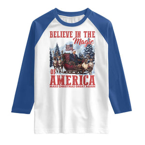 Christmas Trump Raglan Shirt Believe In The Magic Of America Make Christmas Great Again US Flag TS02 White Royal Print Your Wear