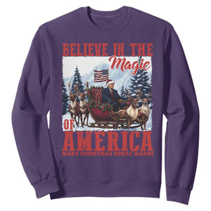 Christmas Trump Sweatshirt Believe In The Magic Of America Make Christmas Great Again US Flag TS02 Purple Print Your Wear