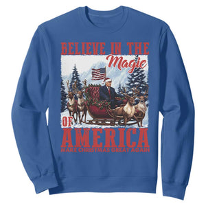 Christmas Trump Sweatshirt Believe In The Magic Of America Make Christmas Great Again US Flag TS02 Royal Blue Print Your Wear